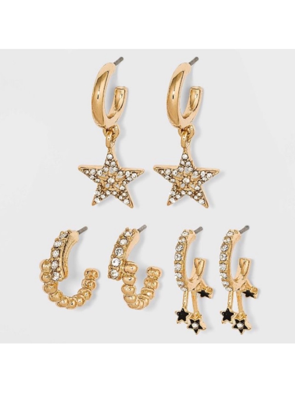 SUGARFIX by BaubleBar Star Charm Huggie Hoop Earring Set 3pc - Gold